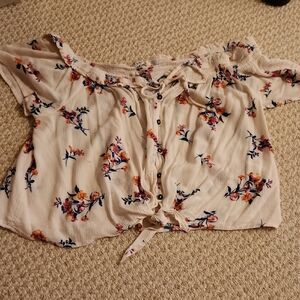 Jolt Floral Off-Shoulder Blouse - Cream and Pink